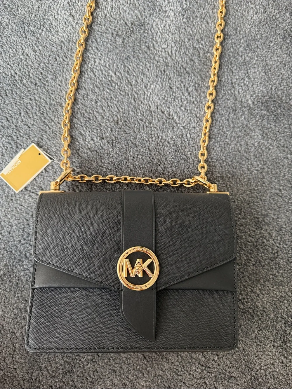 Michael Kors Black Crossbody with Gold MK Emblem